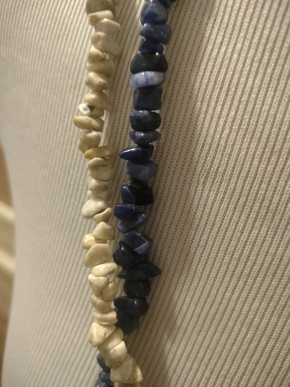 Navy Blue and Ivory/Cream color Beaded- Boho-VTG-separate Necklaces